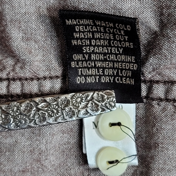 Vintage Marithe Francois Girbaud Mens L Brown Button Shirt Roll Tab Long Sleeve - Picture 11 of 13